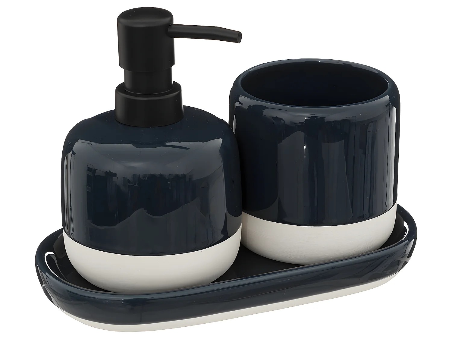 Lot de 3 Accessoires Salle de Bain "Solar" 21cm Pétrole