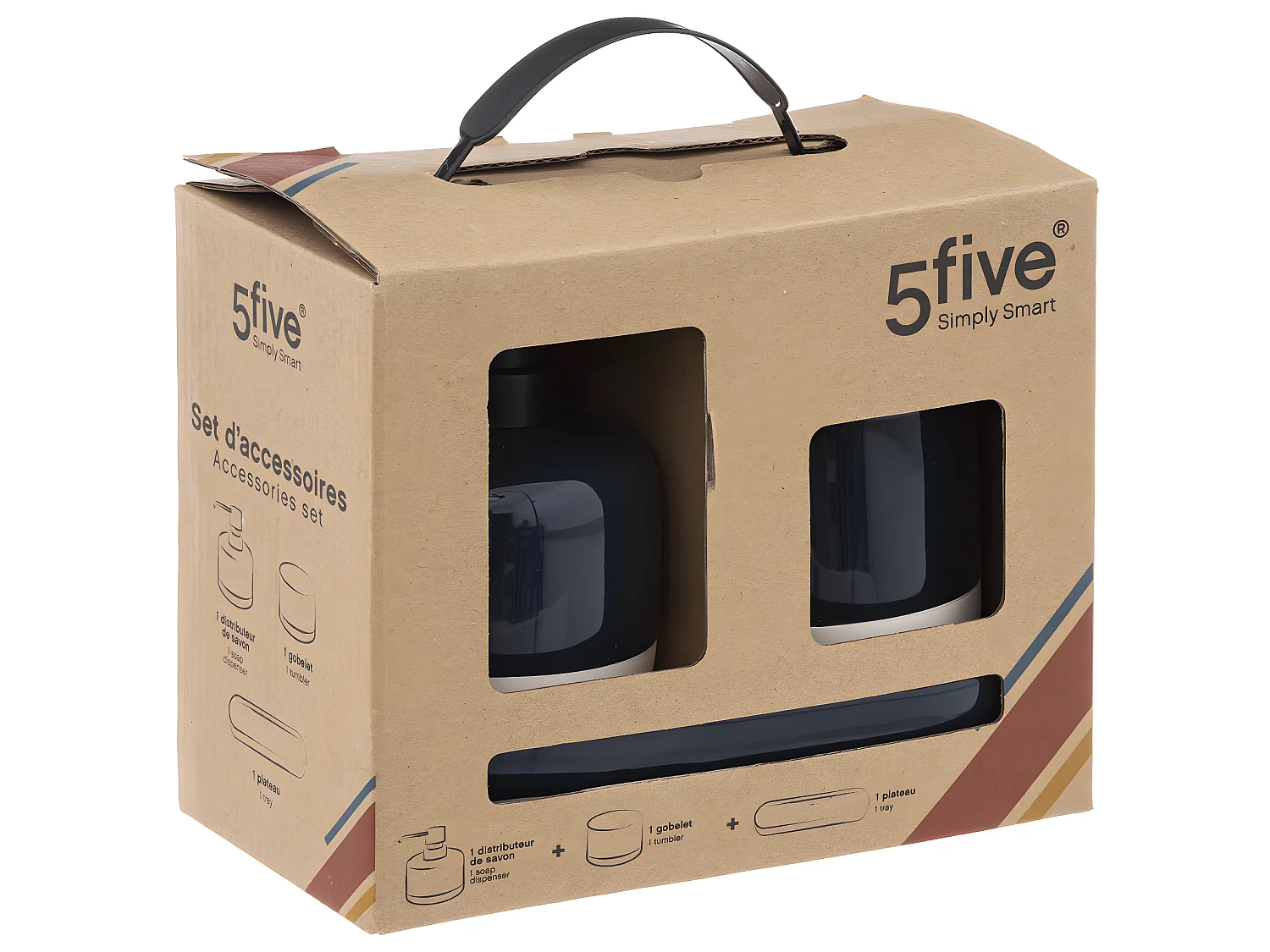 Lot de 3 Accessoires Salle de Bain "Solar" 21cm Pétrole