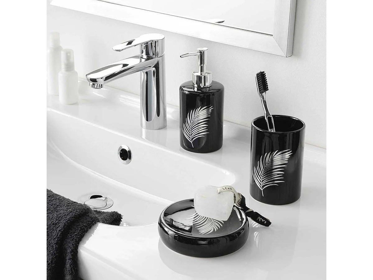 Distributeur de Savon Imprimé "Orbella" 17cm Noir & Argent