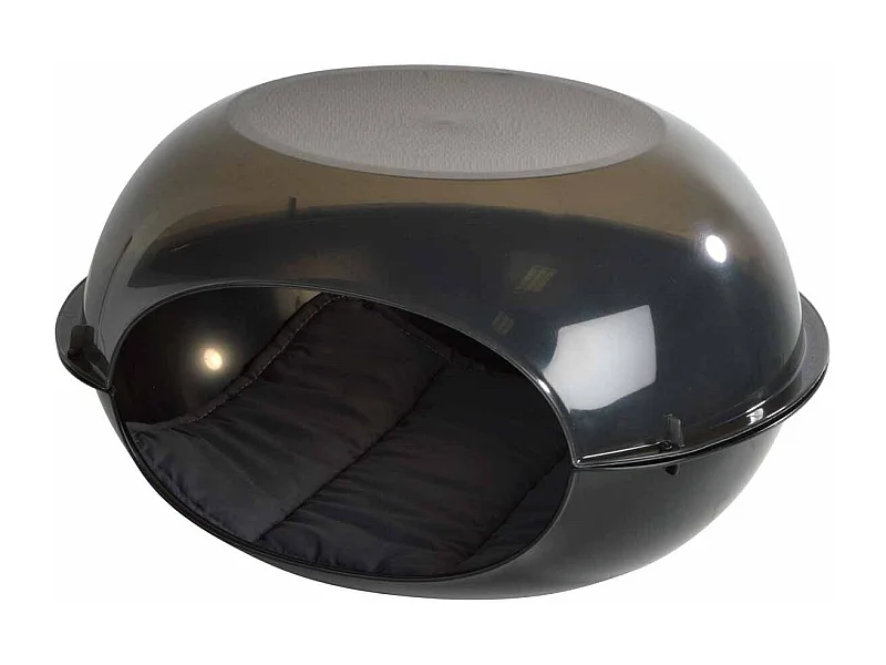 Niche pour Chien & Coussin "Dôme" 57cm Noir Fumé