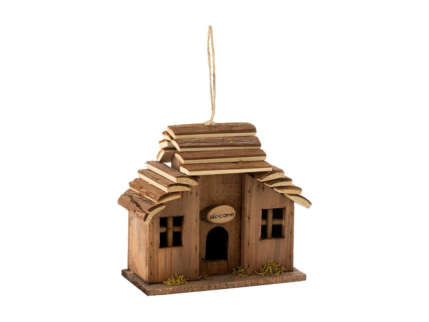 Nichoir Déco en Bois "Welcome" 24cm Marron