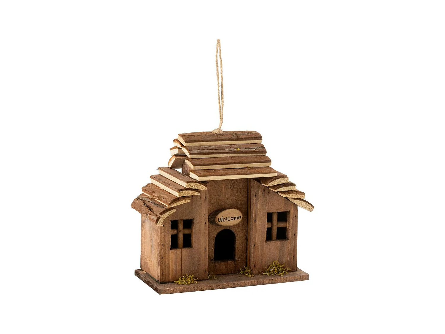 Nichoir Déco en Bois "Welcome" 24cm Marron