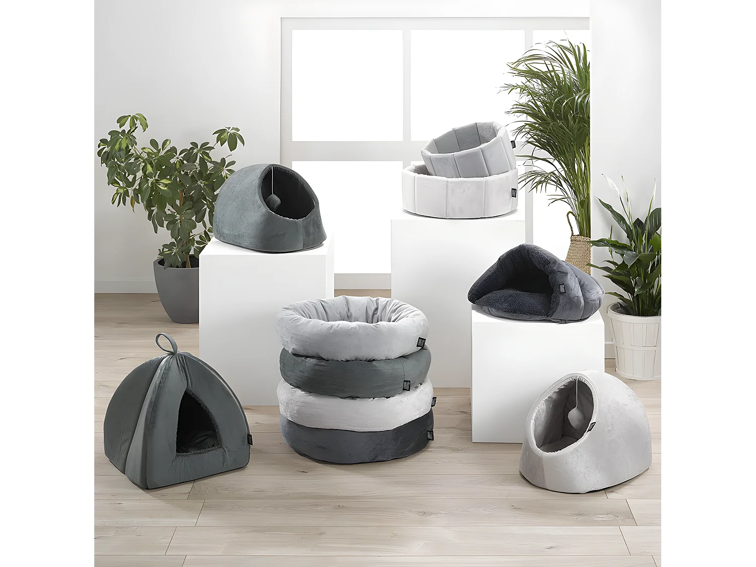 Niche avec Jouet pour Chat "Sweet Cat" 38cm Gris Clair