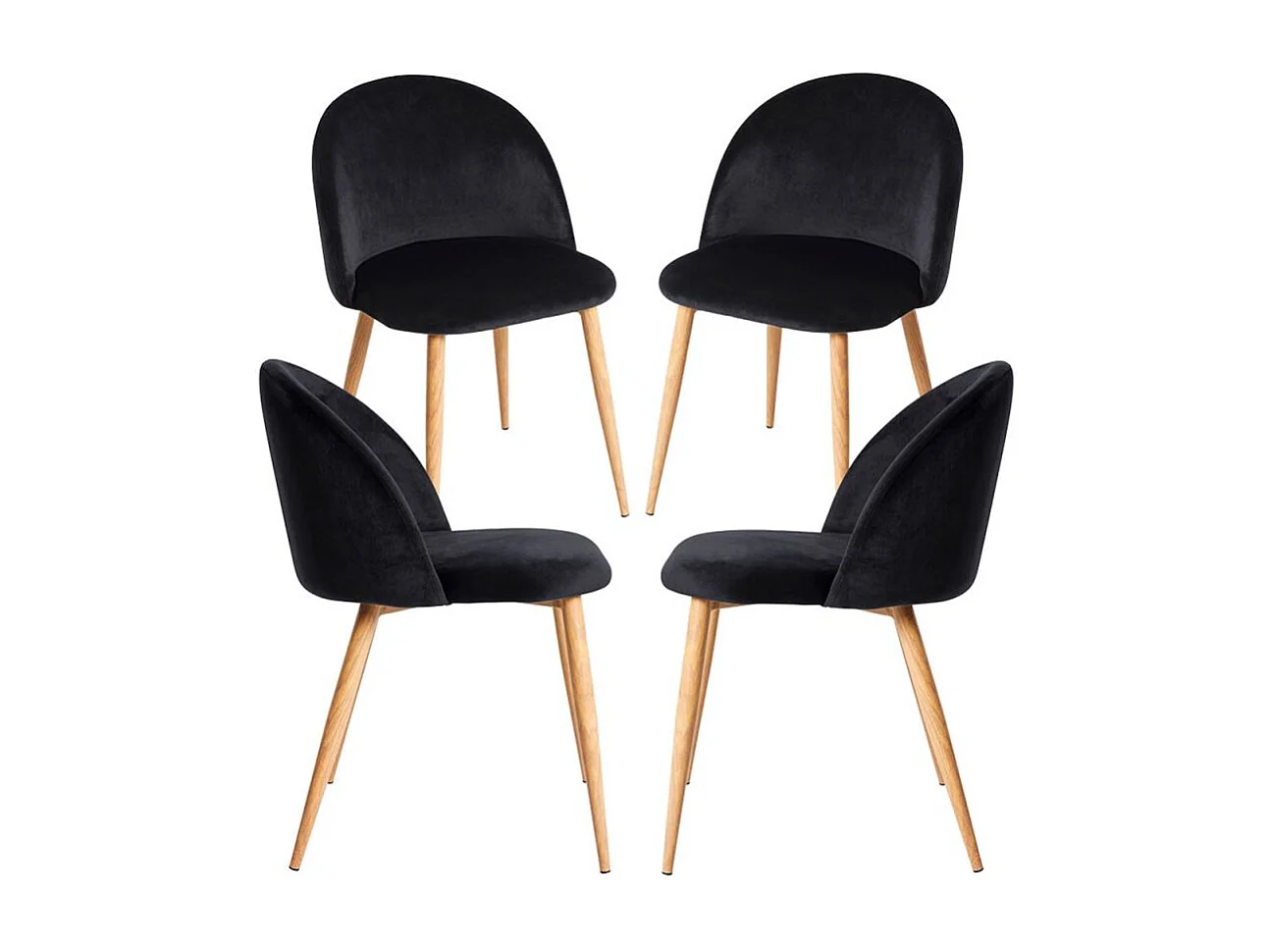 Packs Sillas Comedor - Pack 4 Sillas Vint Terciopelo - Negro