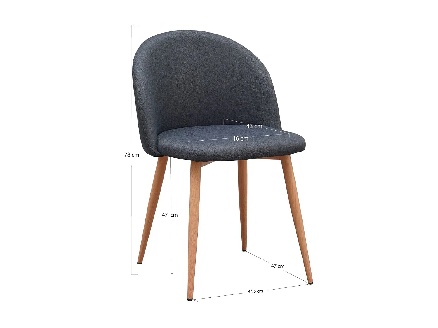 Sillas Comedor - Silla Vint Tela - Azul oscuro