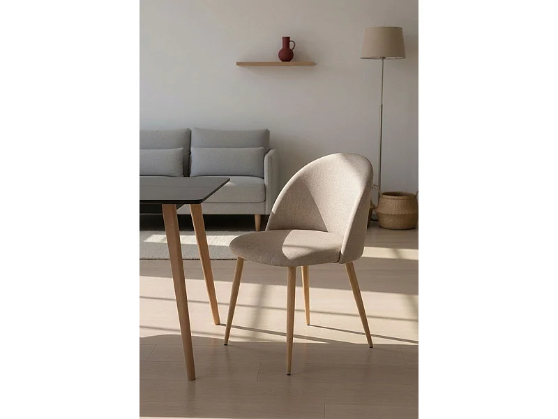 Sillas Comedor - Silla Vint Tela - Beige