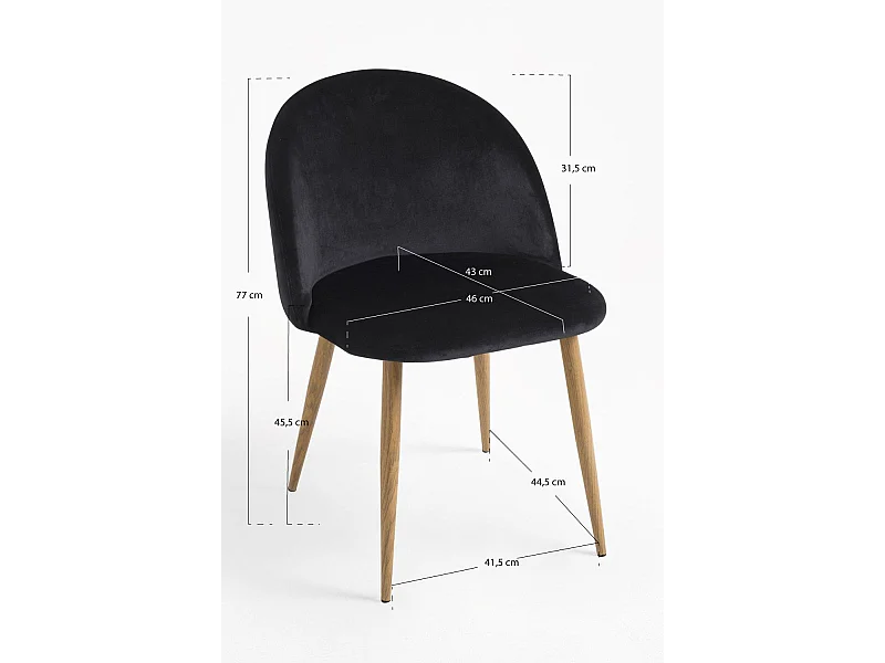 Sillas Comedor - Silla Vint Terciopelo - Negro