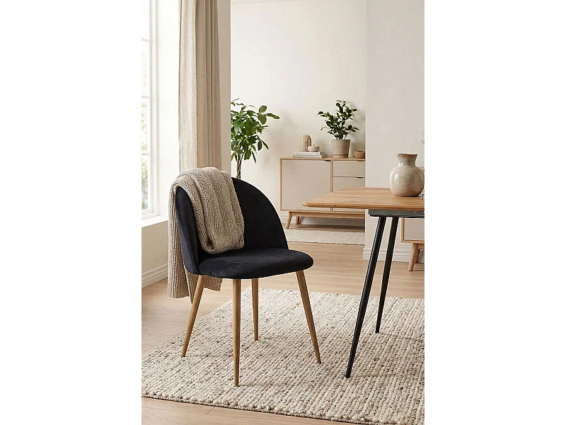 Sillas Comedor - Silla Vint Terciopelo - Negro
