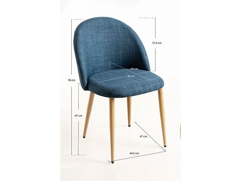 Sillas Comedor - Silla Vint Tela - Azul marino