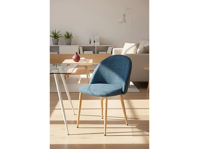 Sillas Comedor - Silla Vint Tela - Azul marino