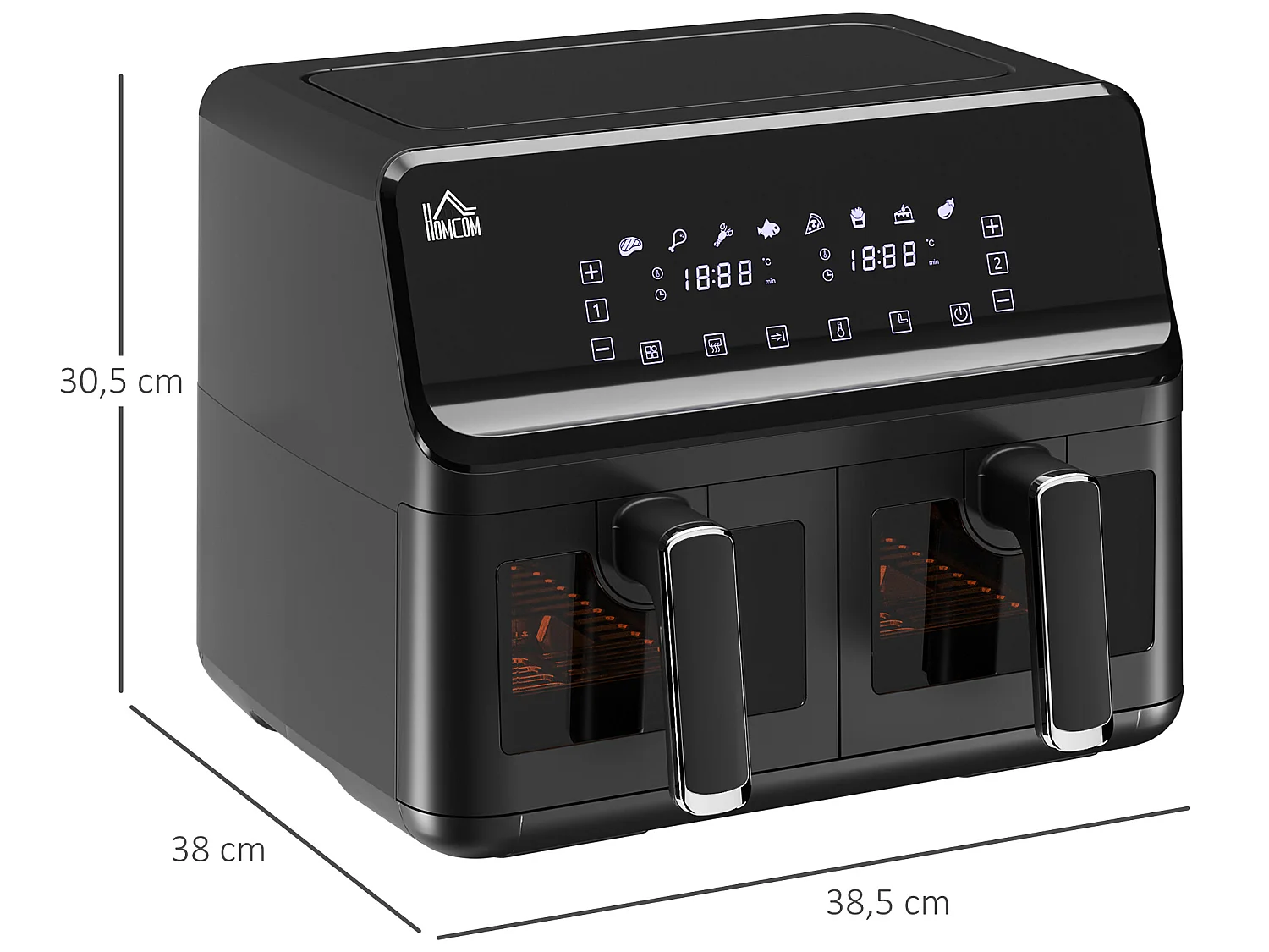 Freidora sin aceite negro 38.5x38x30.5 cm HOMCOM