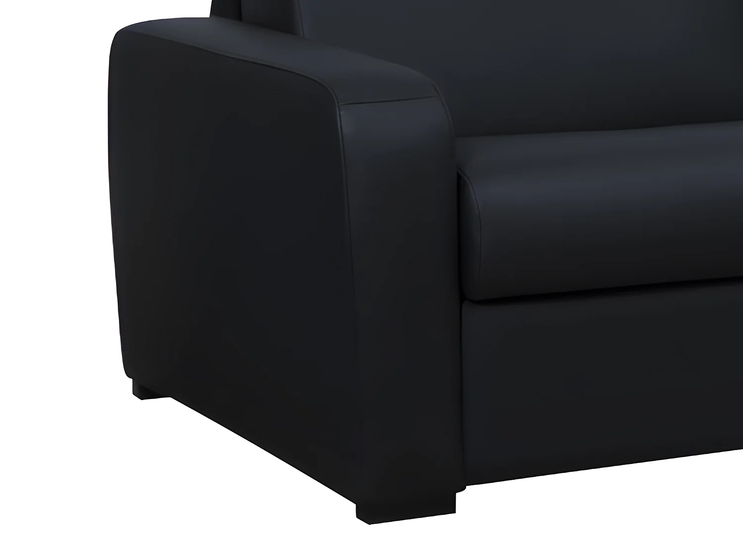 3-sitters bäddsoffa express i svart läder med 16 cm madrass BEVIS