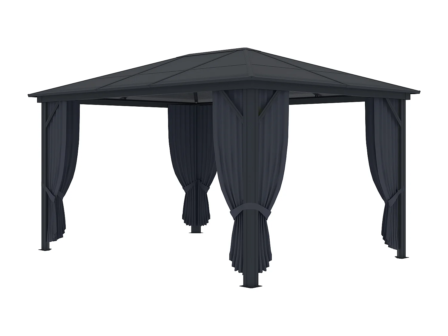 Tonnelle gazebo en aluminium 3 x 3,95 m 11,8 m² avec rideaux - RADELA