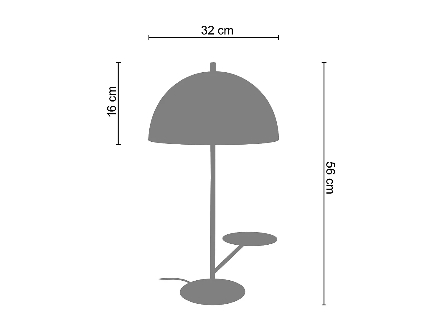 Lámpara de Mesa  TOSEL ,metal,Aluminio ,A56xD30xP30cm