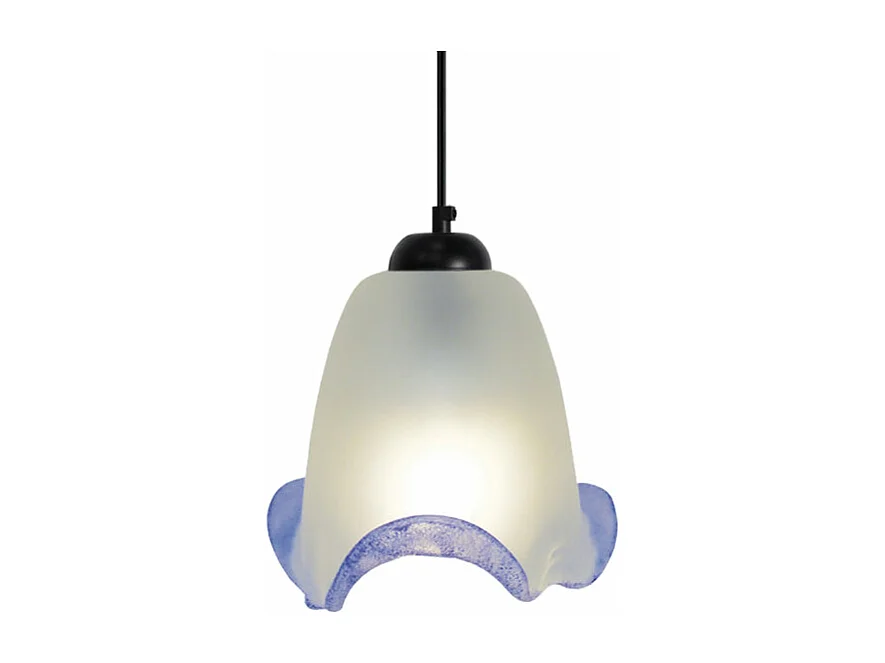 Suspension  verre  bleu 75 cm.