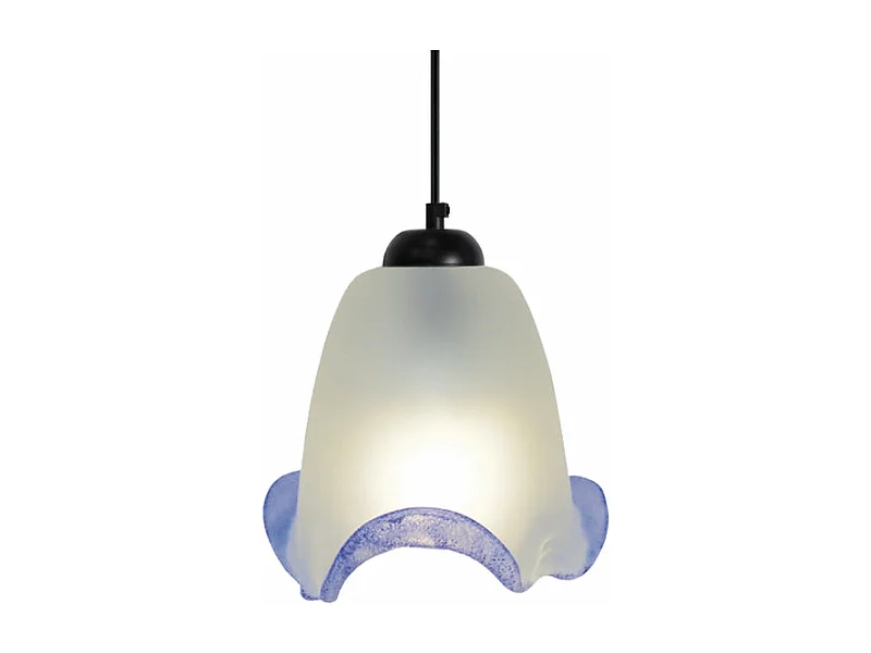 Suspension  verre  bleu 75 cm.