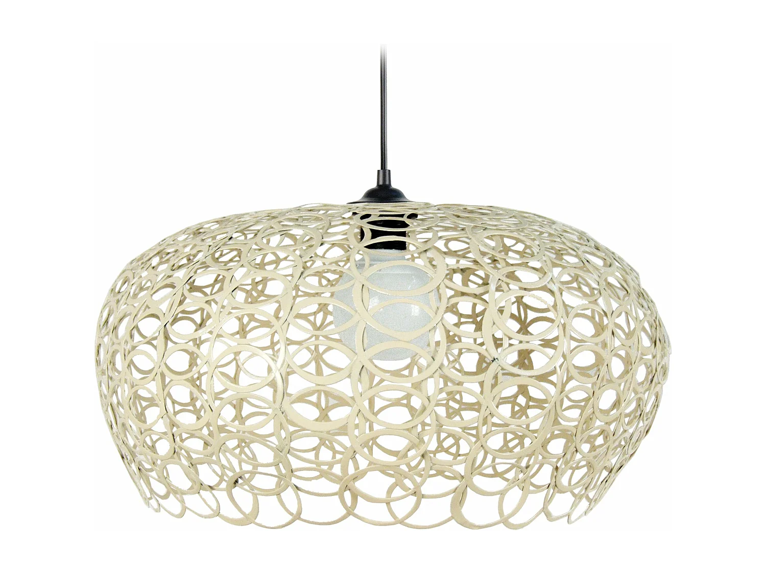 Suspension bol anneaux métal  beige 90 cm.
