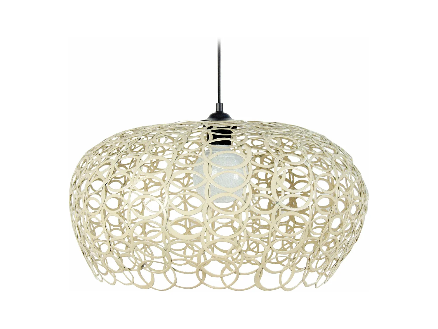 Suspension bol anneaux métal  beige 90 cm.