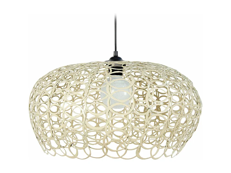 Suspension bol anneaux métal  beige 90 cm.