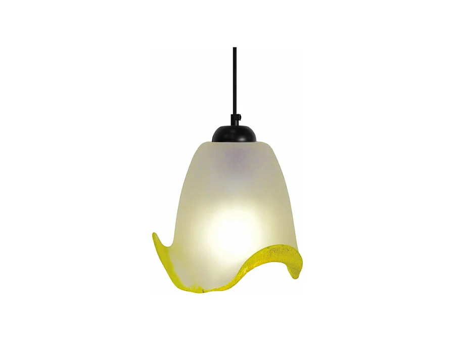 Suspension  verre jaune 75 cm.