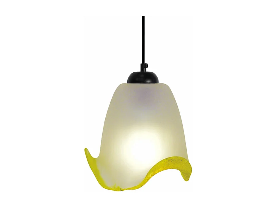 Suspension  verre jaune 75 cm.