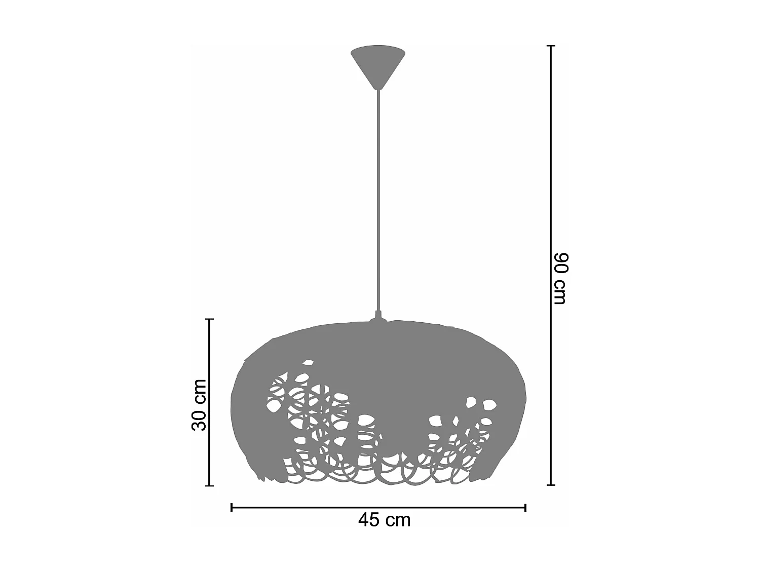 Suspension bol anneaux métal  taupe 90 cm.