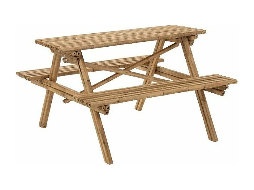 Nayra mesa y banco de jardín de bambú claro L 134 cm