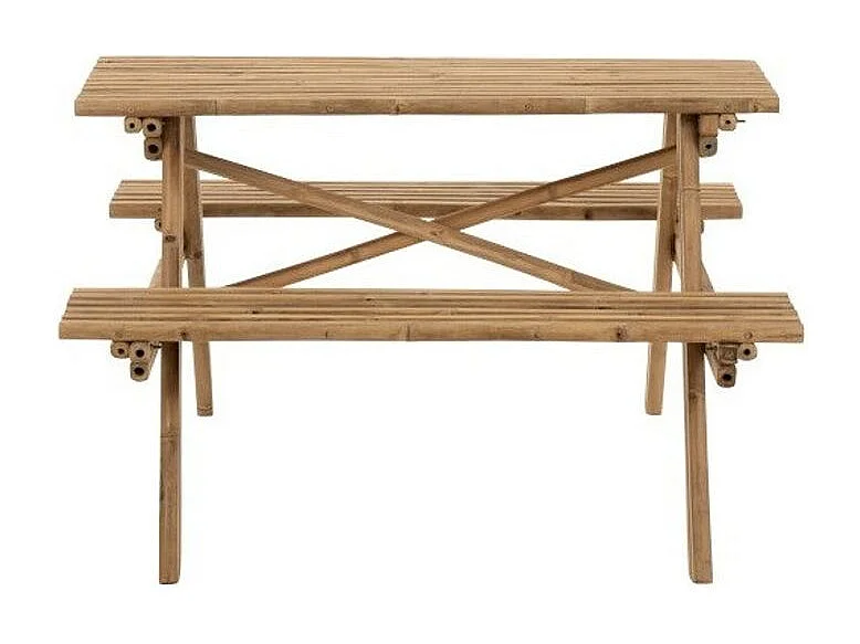 Nayra mesa y banco de jardín de bambú claro L 134 cm