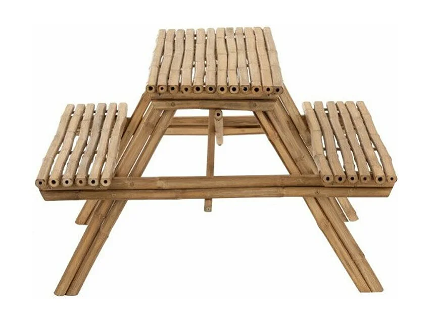 Nayra mesa y banco de jardín de bambú claro L 134 cm