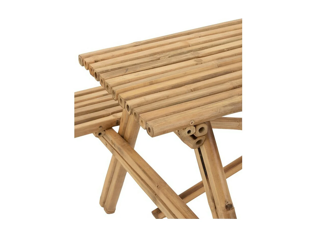Nayra mesa y banco de jardín de bambú claro L 134 cm
