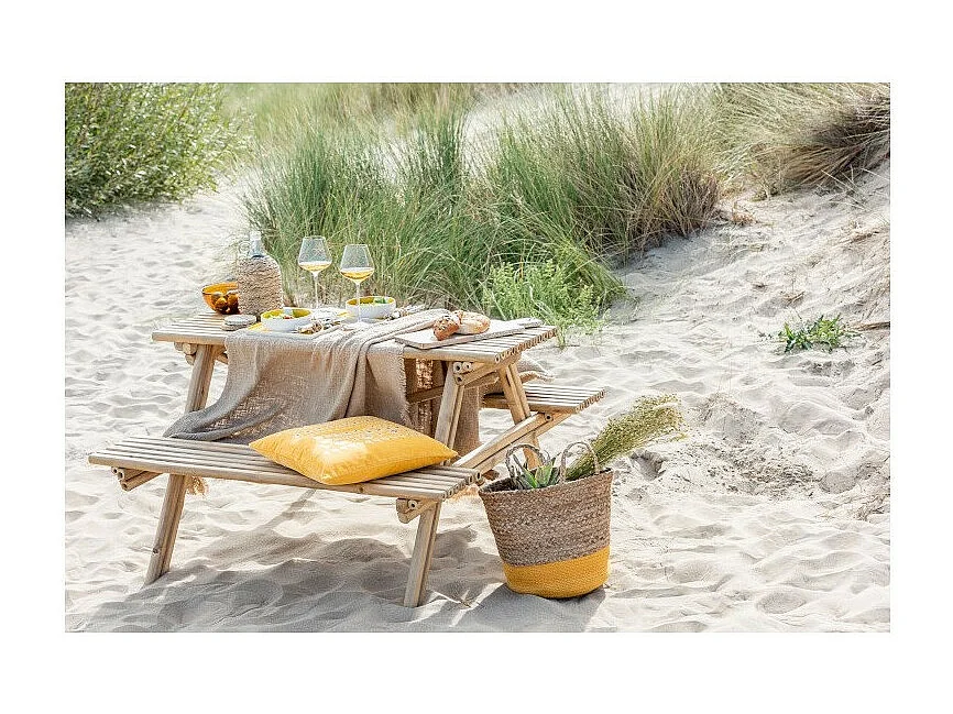 Nayra mesa y banco de jardín de bambú claro L 134 cm