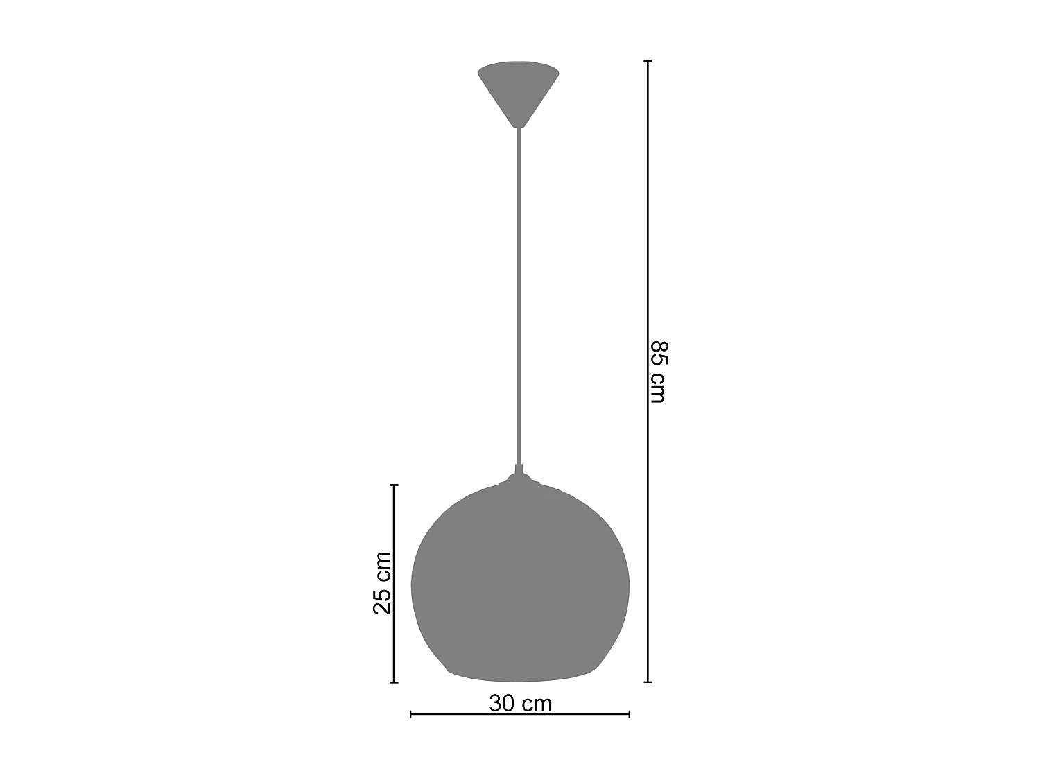 Suspension globe verre lignes  blanc 85 cm.