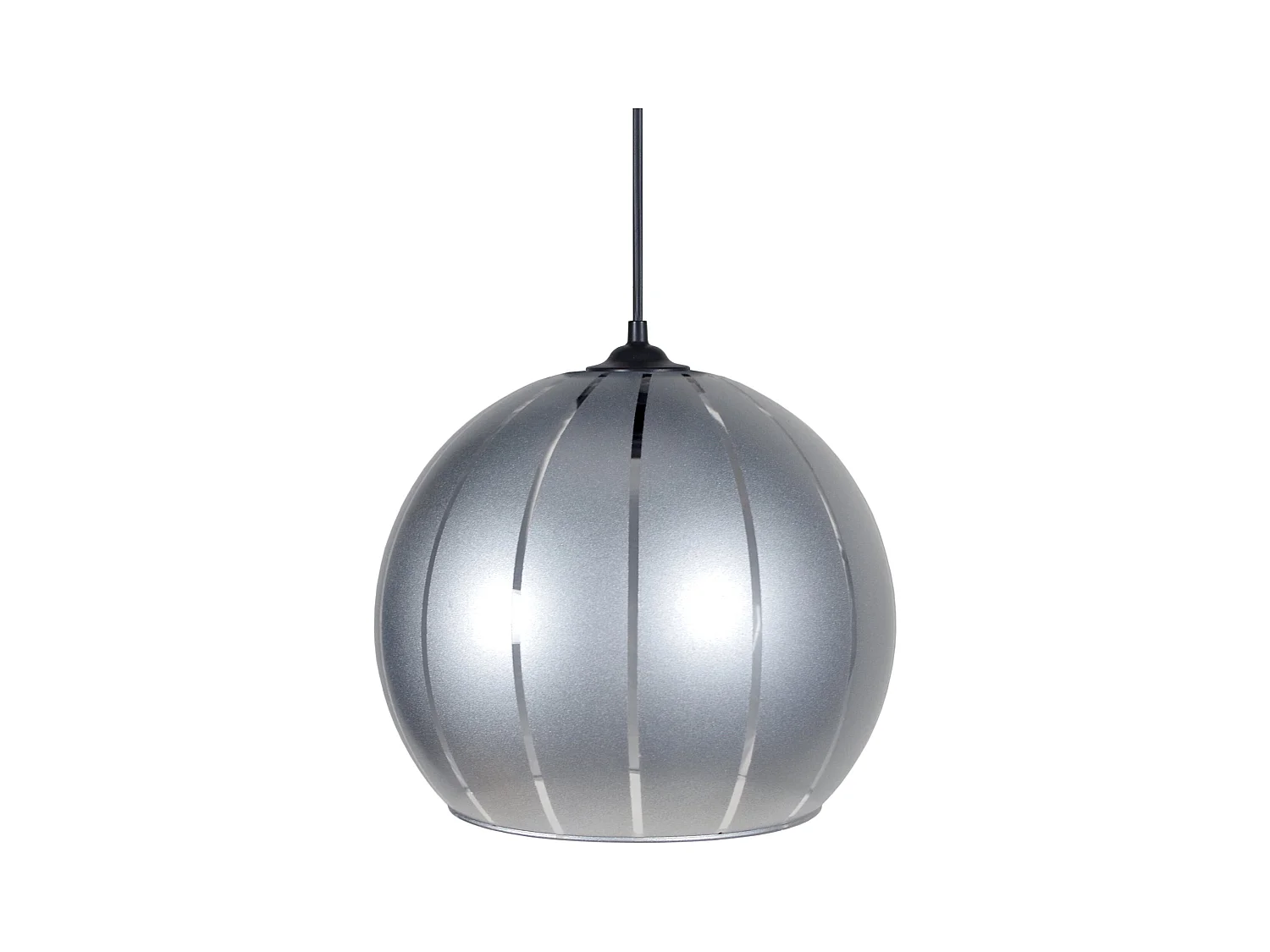 Suspension globe verre lignes  chromium 85 cm.
