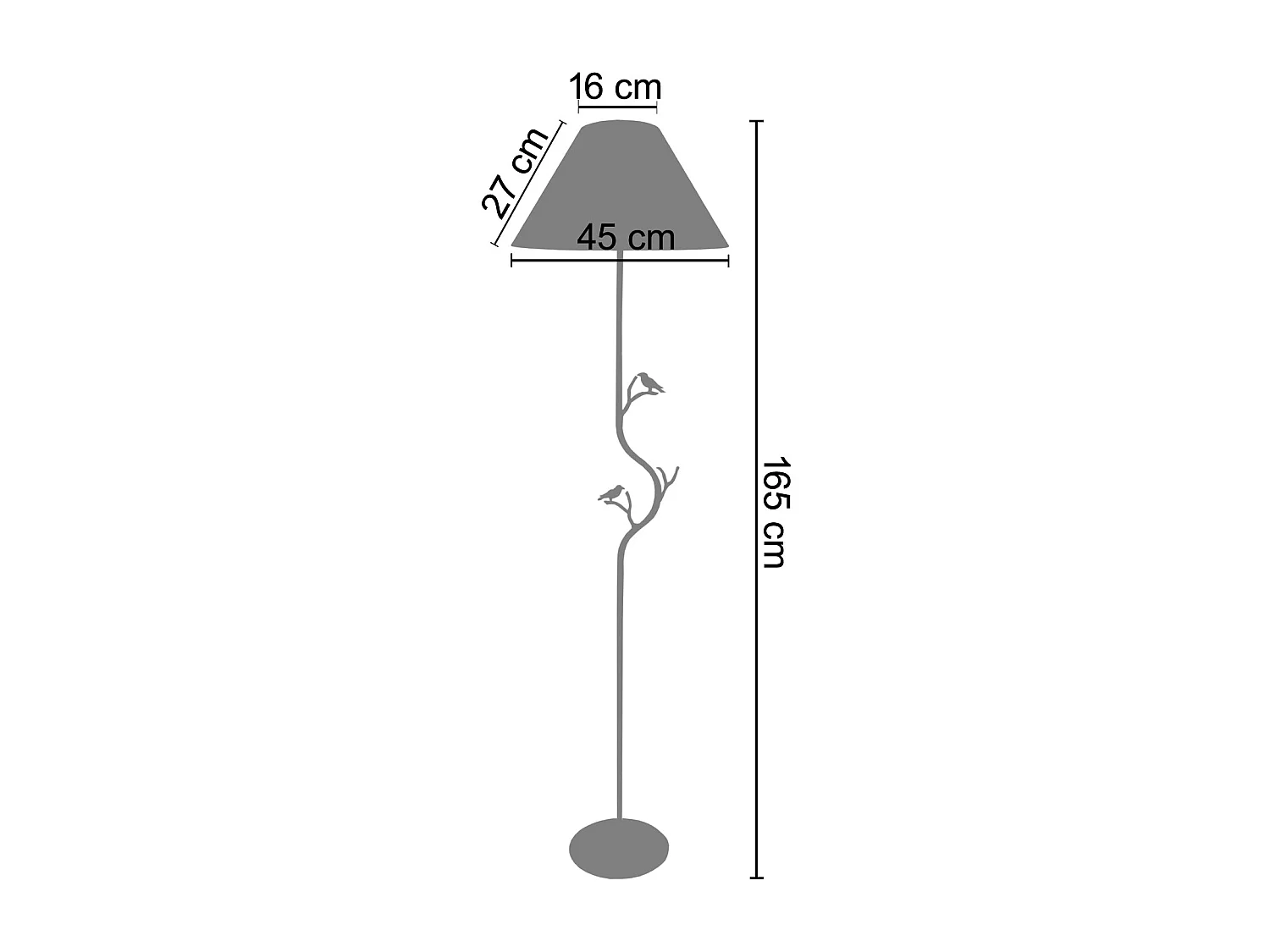 Lampadaire arbre métal,  taupe 165 cm.