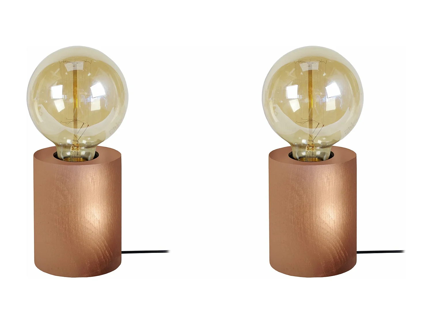 Abajur TOSEL LAMPE BOIS LT2 tecido globo cru D18 x  H23,5  cm