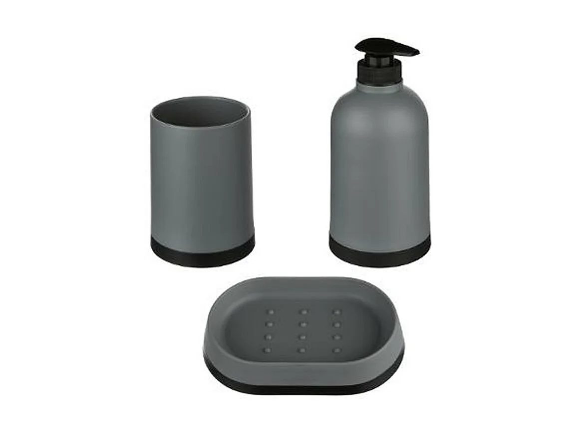Set de 3 Accessoires de Salle de Bain "Strip" 12cm Gris