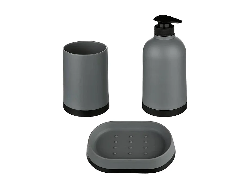 Set de 3 Accessoires de Salle de Bain "Strip" 12cm Gris