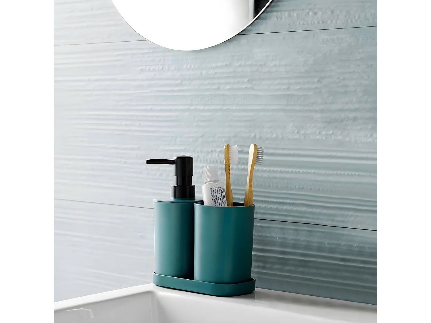 Set de 3 Accessoires Salle de Bain "Vita" 19cm Émeraude