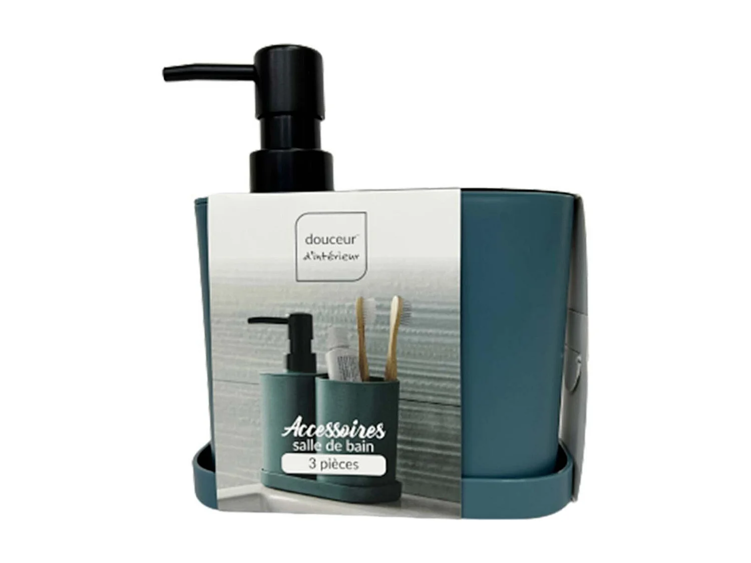 Set de 3 Accessoires Salle de Bain "Vita" 19cm Émeraude