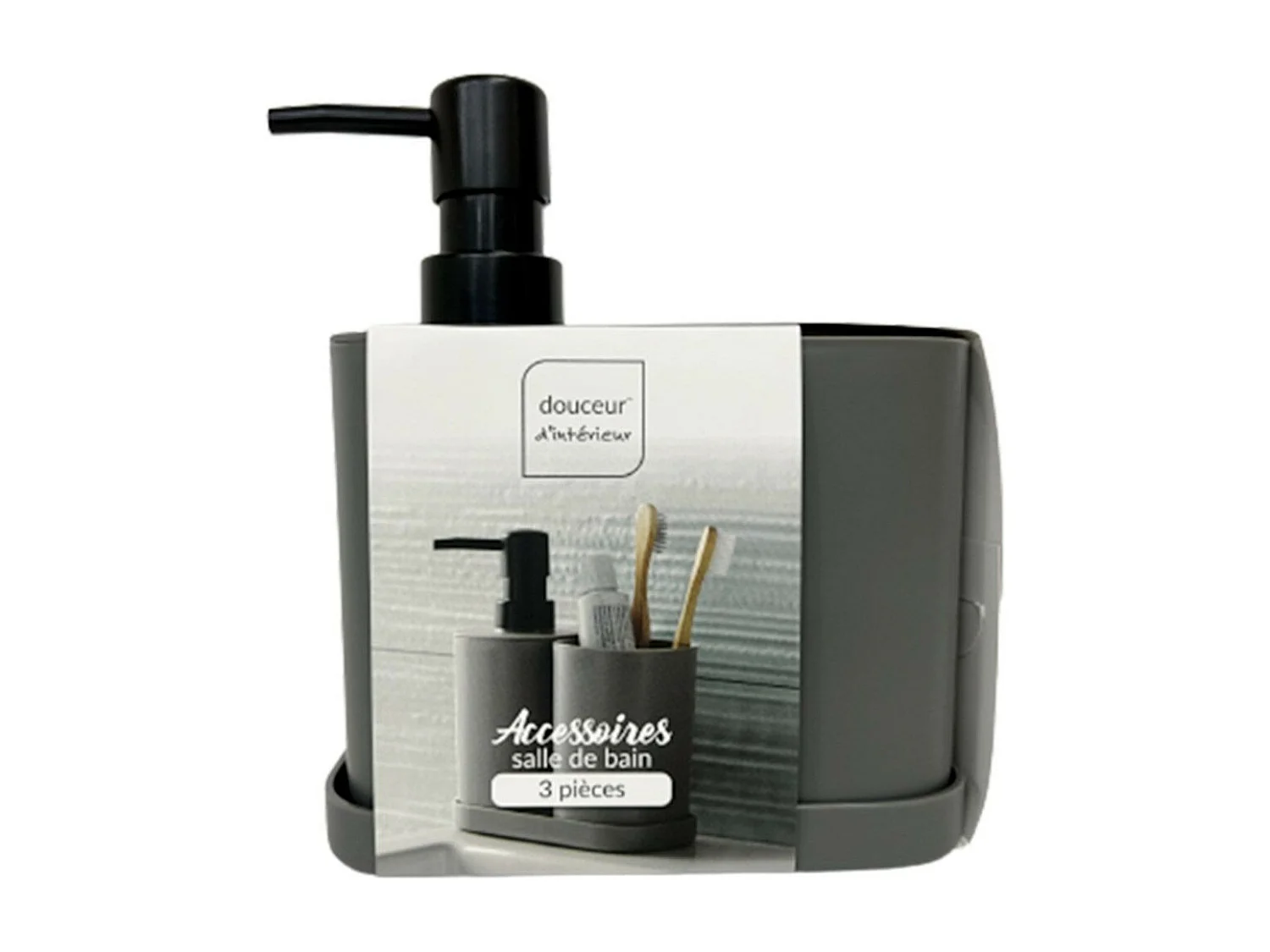 Set de 3 Accessoires Salle de Bain "Vita" 19cm Anthracite