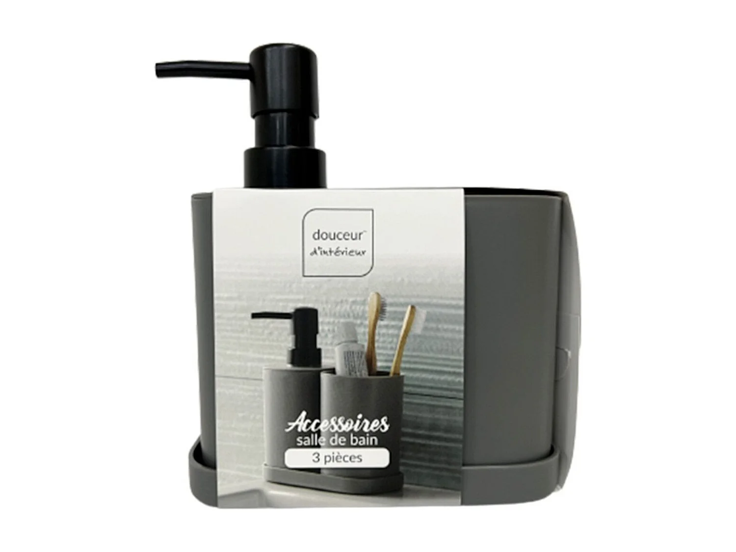 Set de 3 Accessoires Salle de Bain "Vita" 19cm Anthracite