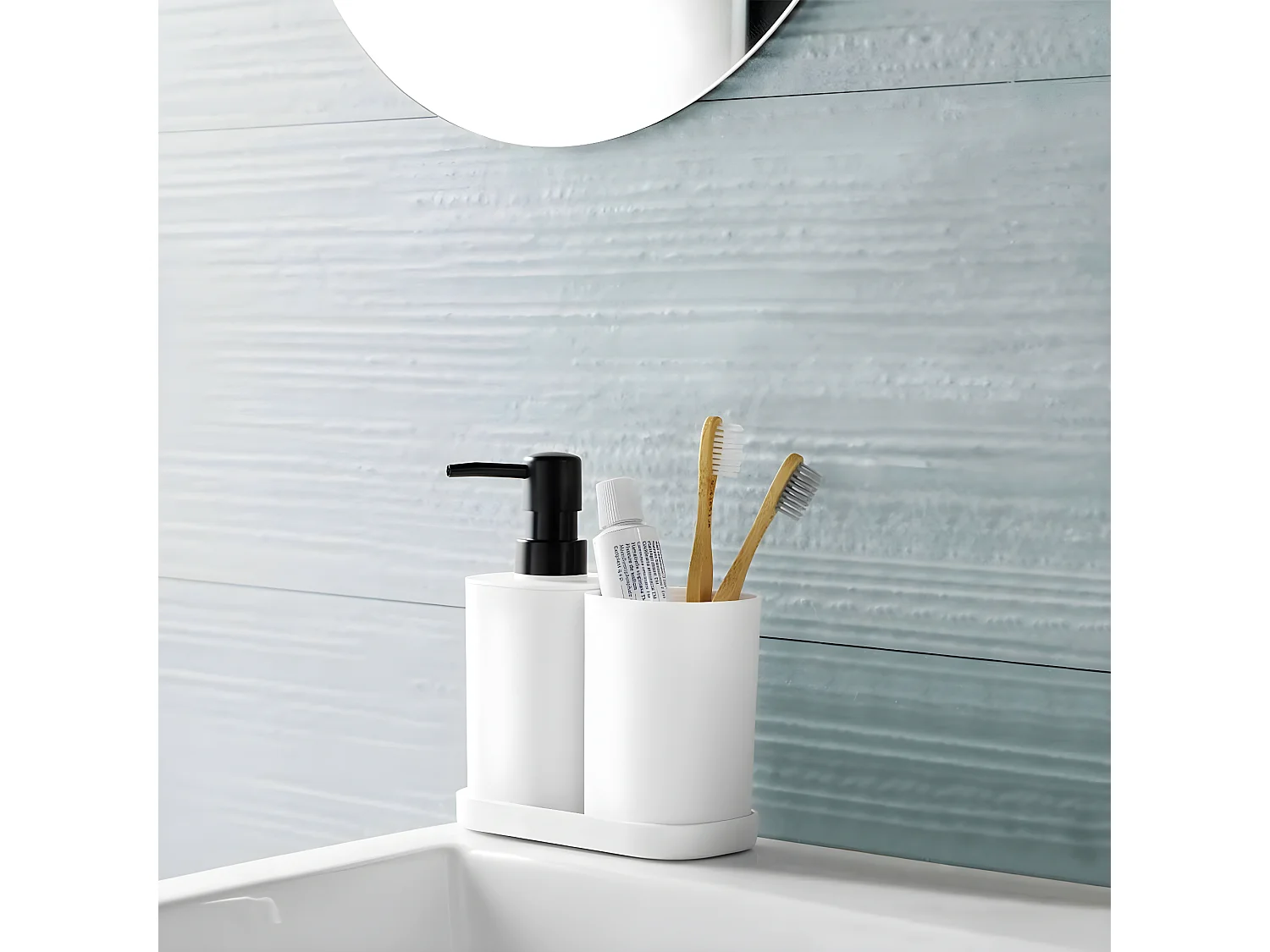 Set de 3 Accessoires Salle de Bain "Vita" 19cm Blanc