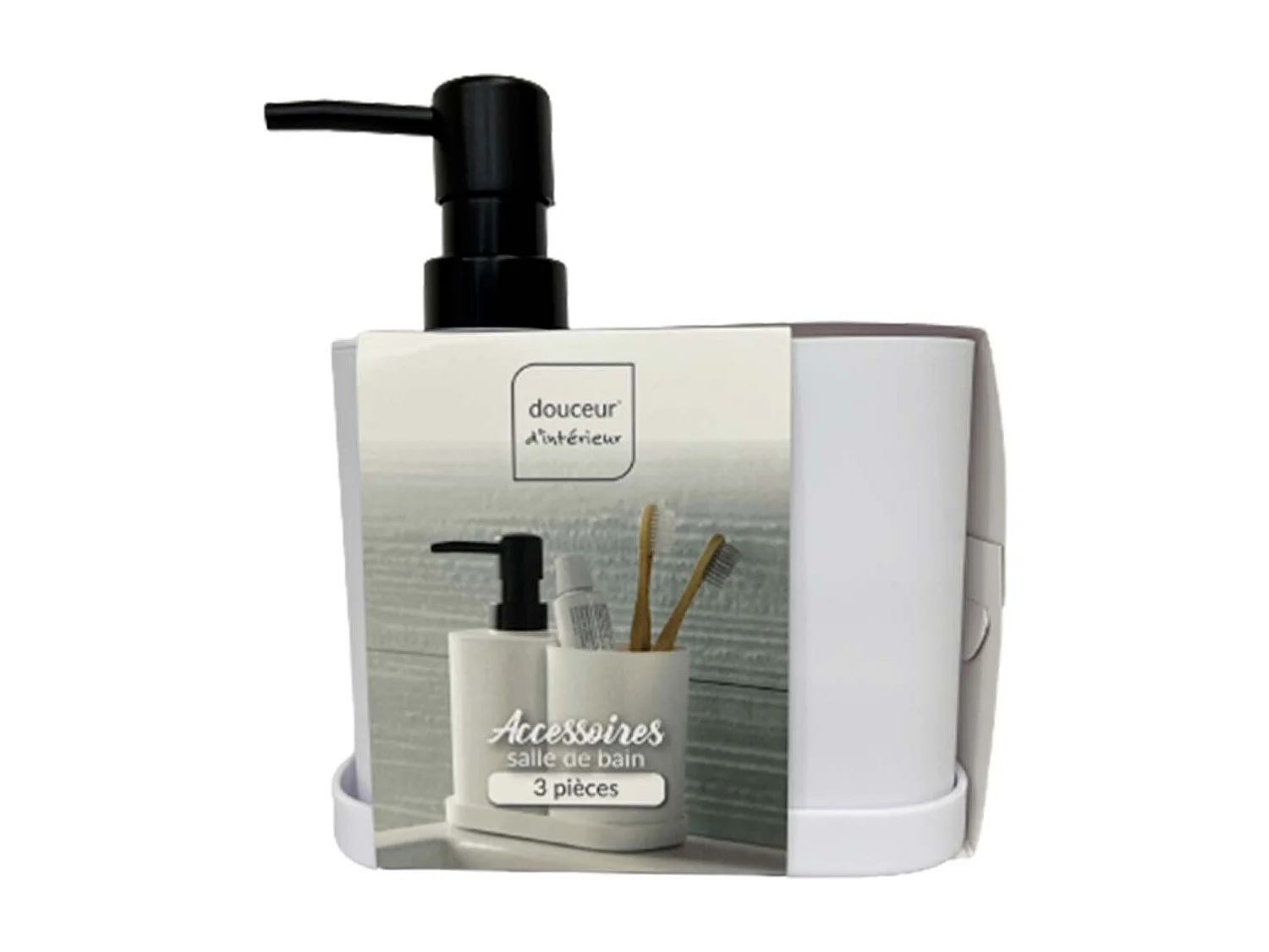 Set de 3 Accessoires Salle de Bain "Vita" 19cm Blanc