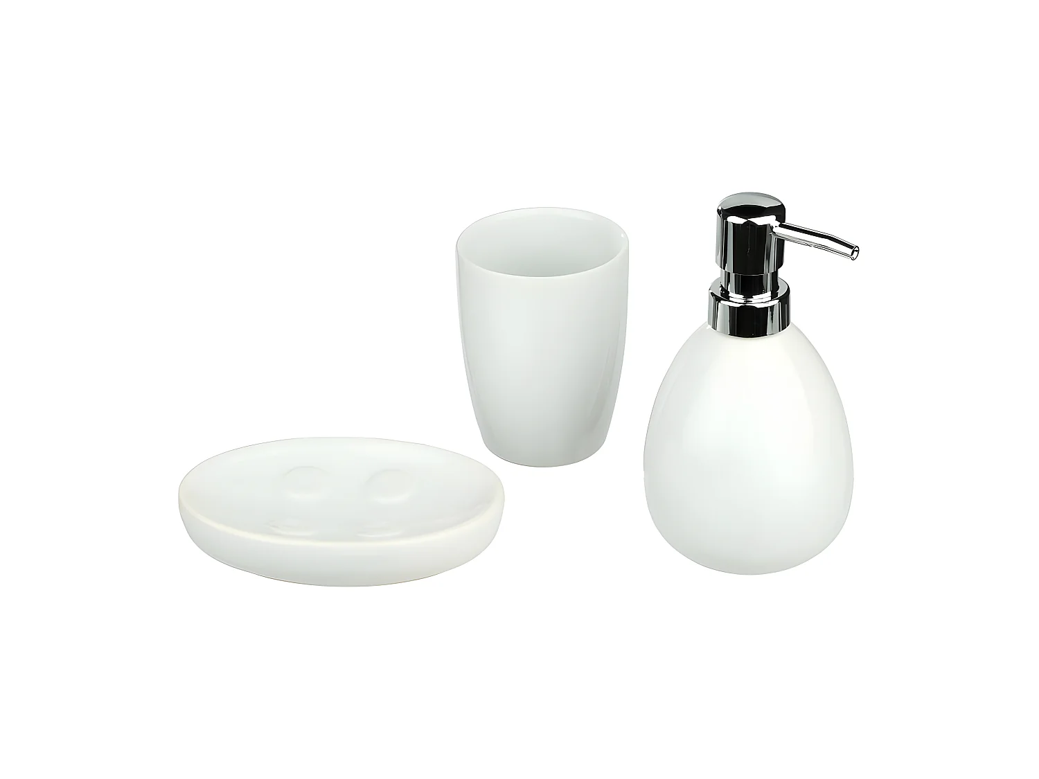 Set de 3 Accessoires Salle de Bain "Sun" 14cm Blanc