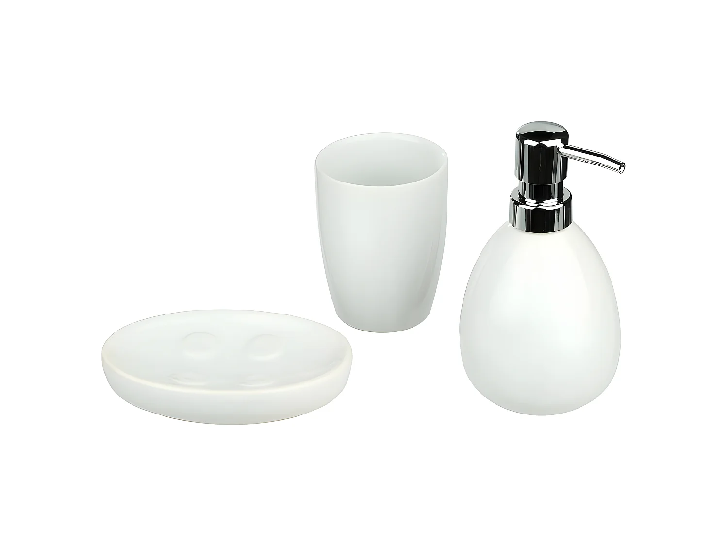 Set de 3 Accessoires Salle de Bain "Sun" 14cm Blanc