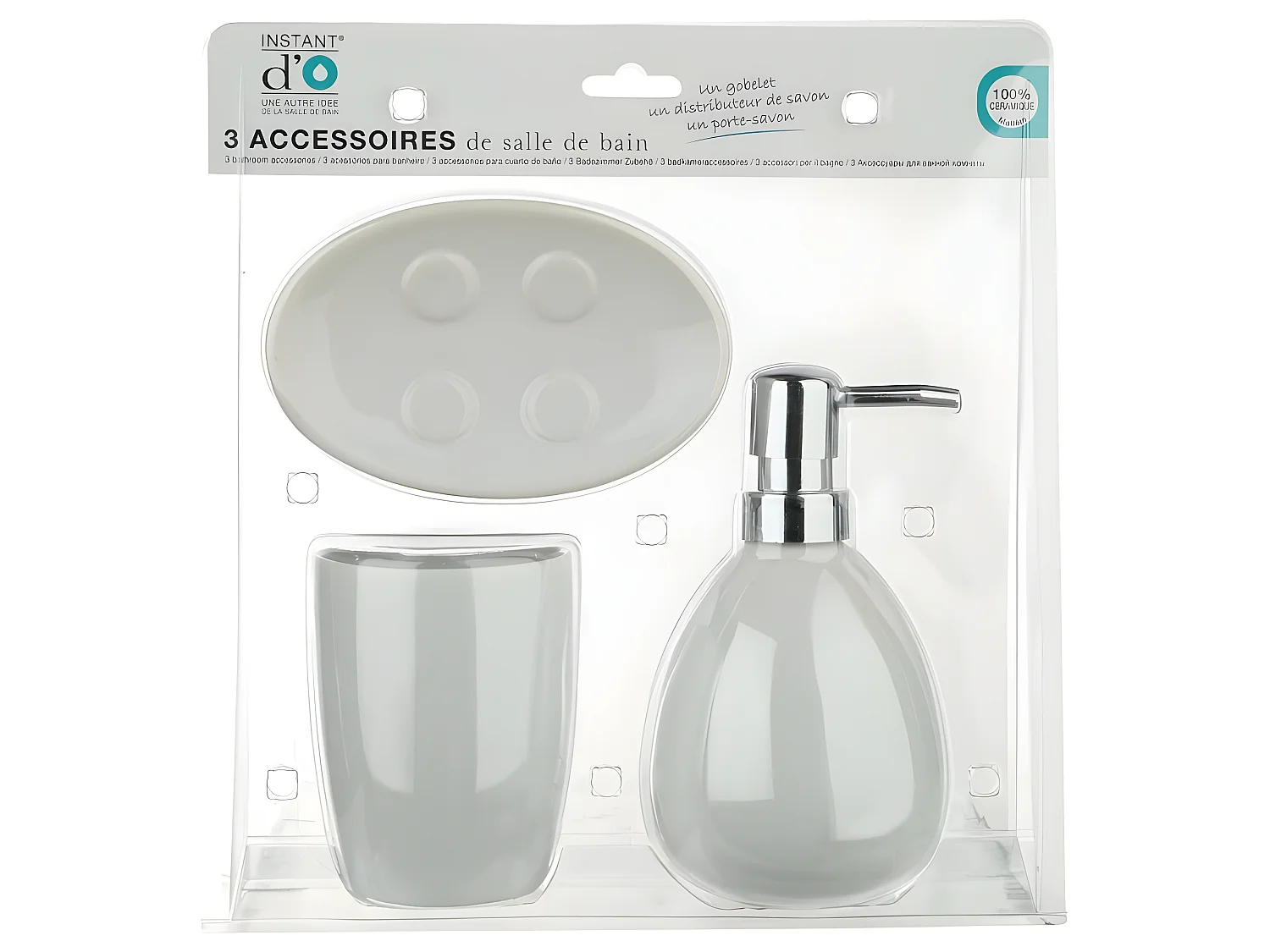 Set de 3 Accessoires Salle de Bain "Sun" 14cm Blanc