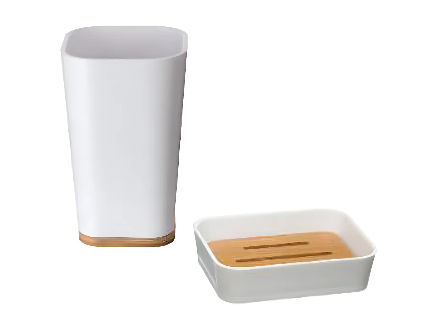 Porte Savon & Gobelet "Natureo" 11cm Blanc