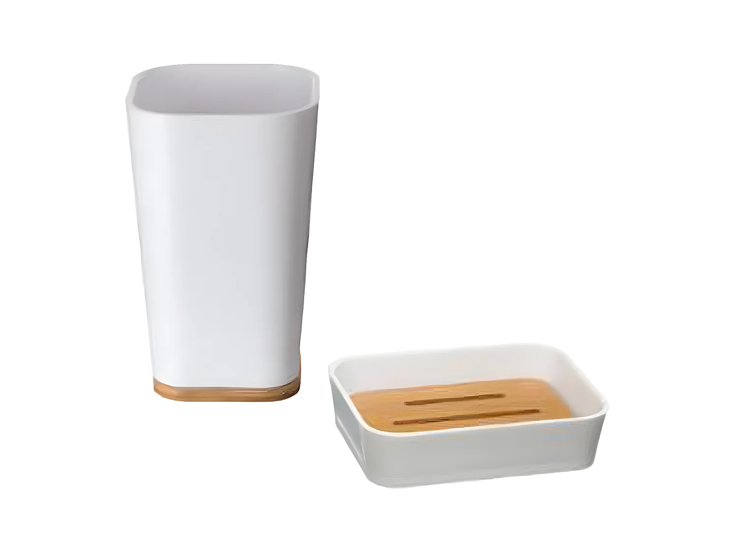 Porte Savon & Gobelet "Natureo" 11cm Blanc