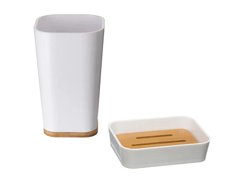 Porte Savon & Gobelet "Natureo" 11cm Blanc