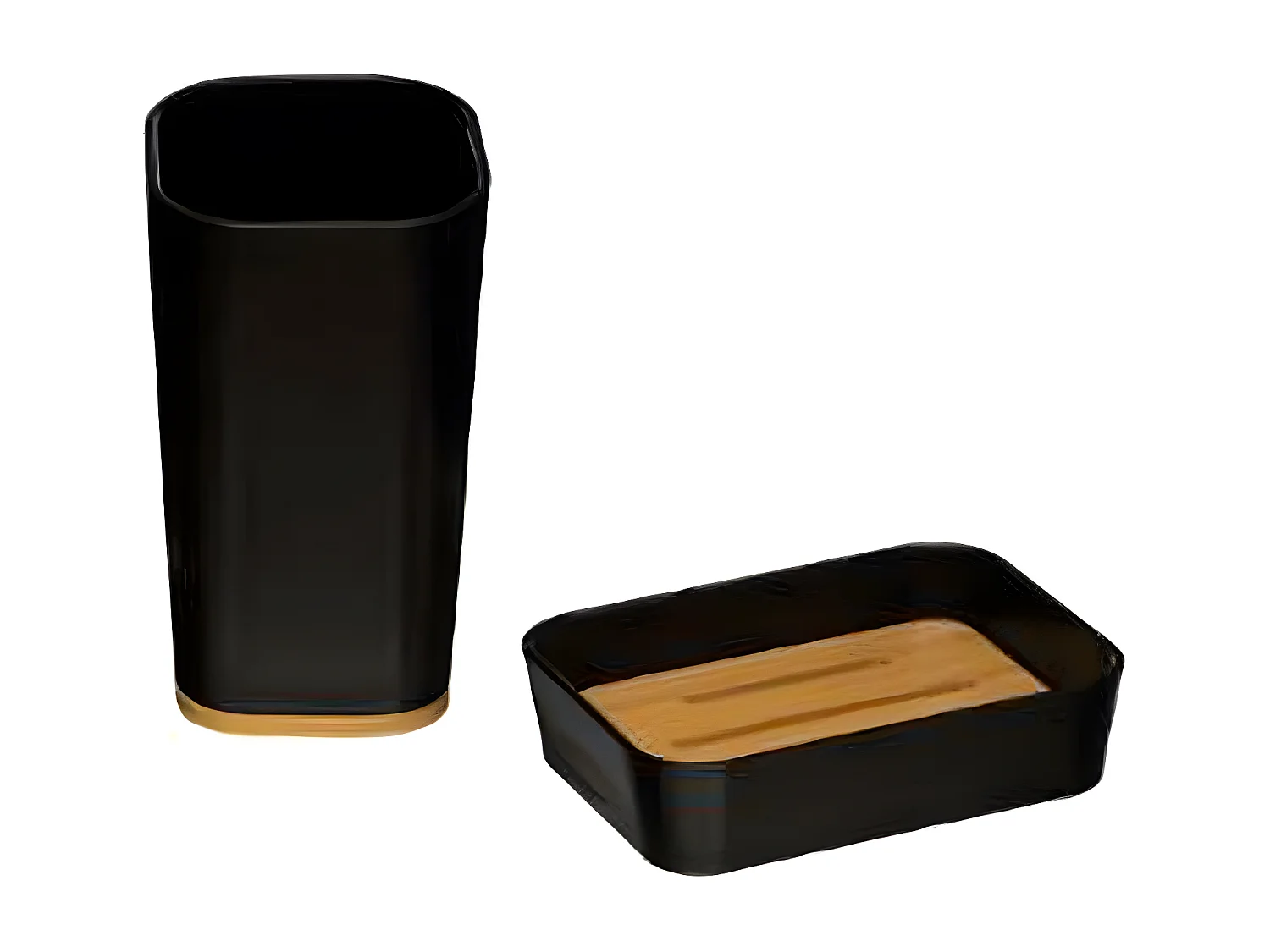 Porte Savon & Gobelet "Natureo" 11cm Noir